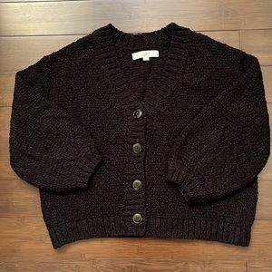 Loft black cotton, cropped, cardigan sweater